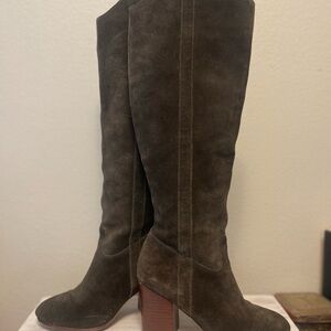 Via Spiga Dark Brown Suede Heeled Boots